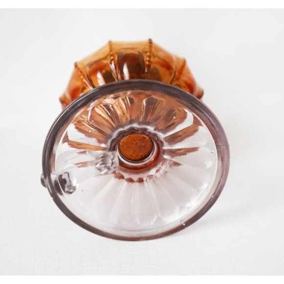 Antique Amber Glass Finger Oil Lamp Tall Chimney - Picture 4 of 8